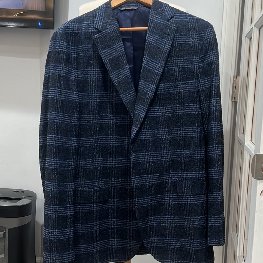 Jack Victor Midland Blue Plaid Wool Blazer